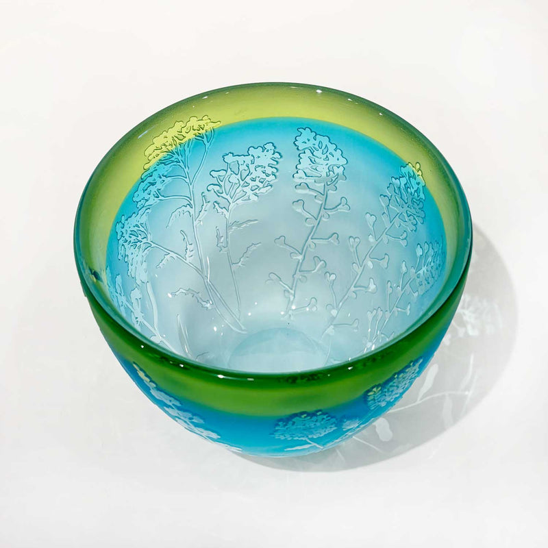 Small Bowl Copper Blue and Light Green - Petroff Gallery - Glass Art