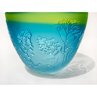 Small Bowl Copper Blue and Light Green - Petroff Gallery - Glass Art