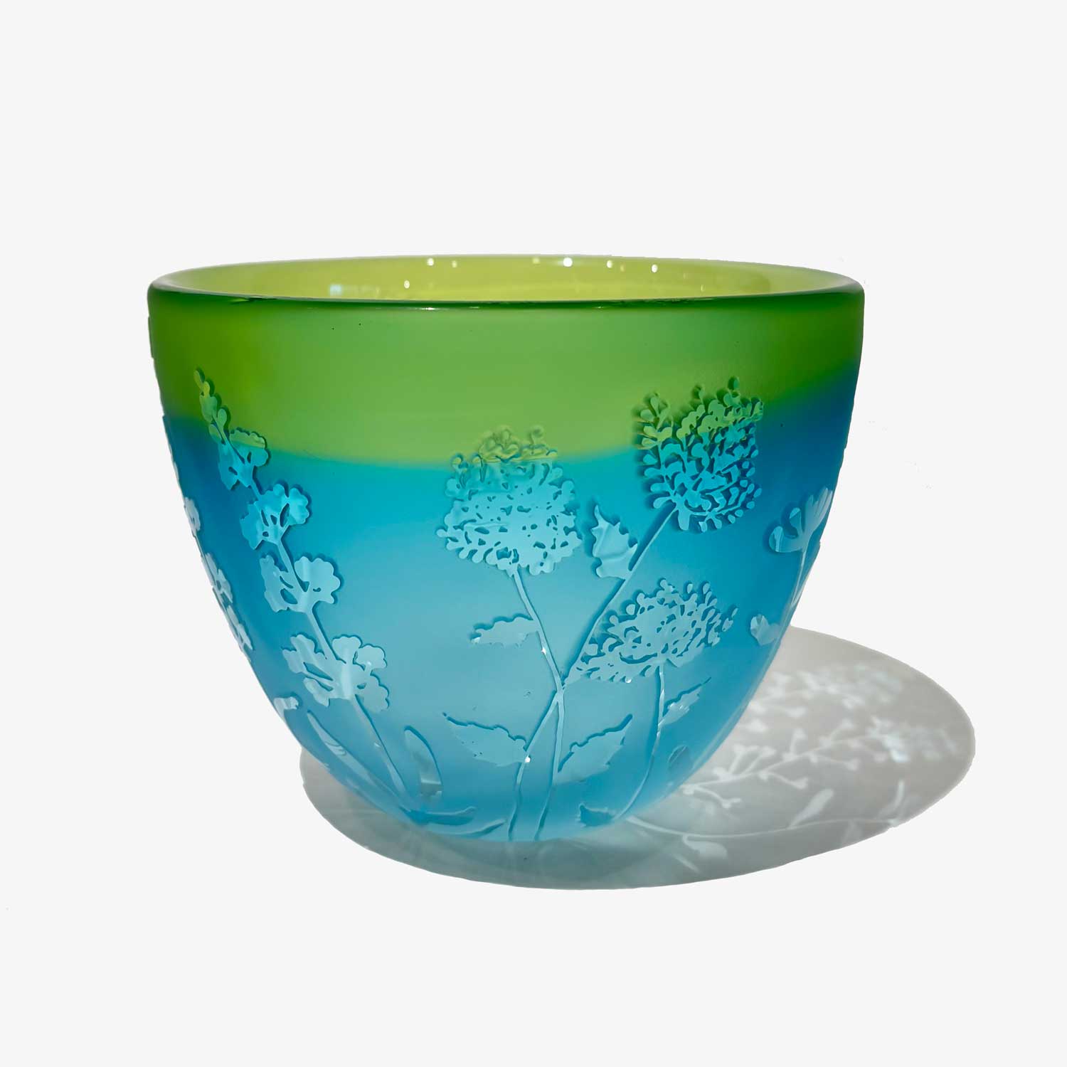 Small Bowl Copper Blue and Light Green - Petroff Gallery - Glass Art