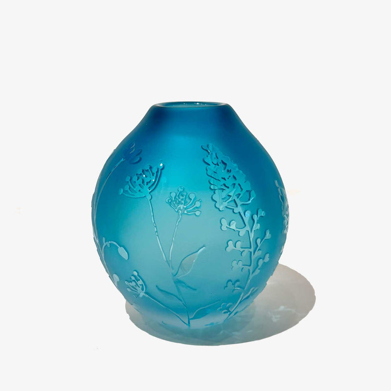 Bud Vase Copper Blue - Petroff Gallery - Glass Art