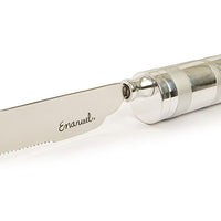 Silver Rings Challah Knife with Salt - Petroff Gallery - Judaica