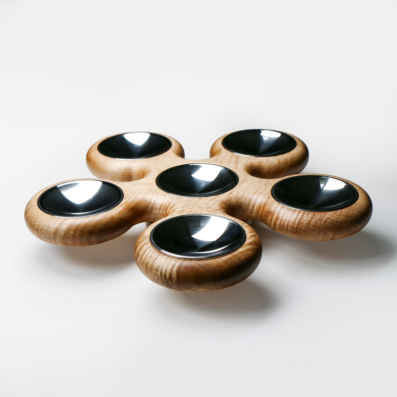 Fidget Spinner Seder Plate Curly Maple - Petroff Gallery - Joseph Herzig