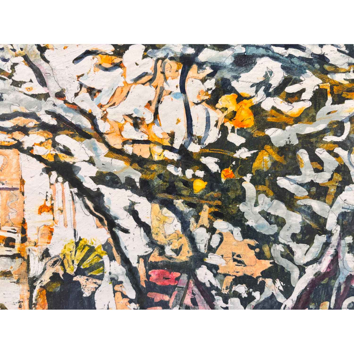 Night Walk Elm Avenue 16" x 16" - Petroff Gallery - Painting