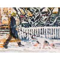 Night Walk Elm Avenue 16" x 16" - Petroff Gallery - Painting