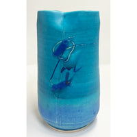 Kayo O'Young - Large Turquoise Cylinder Vase, 10.5" x 5" x 5.5"