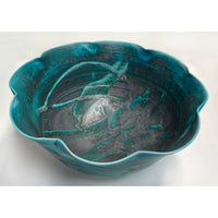 Kayo O'Young - Large Scalloped Dark Turquoise Bowl, 6" x 11.5" x 11.5"