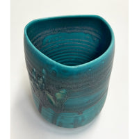 Kayo O'Young - Small Turquoise Cylinder Vase, 5.25" x 4.5" x 4