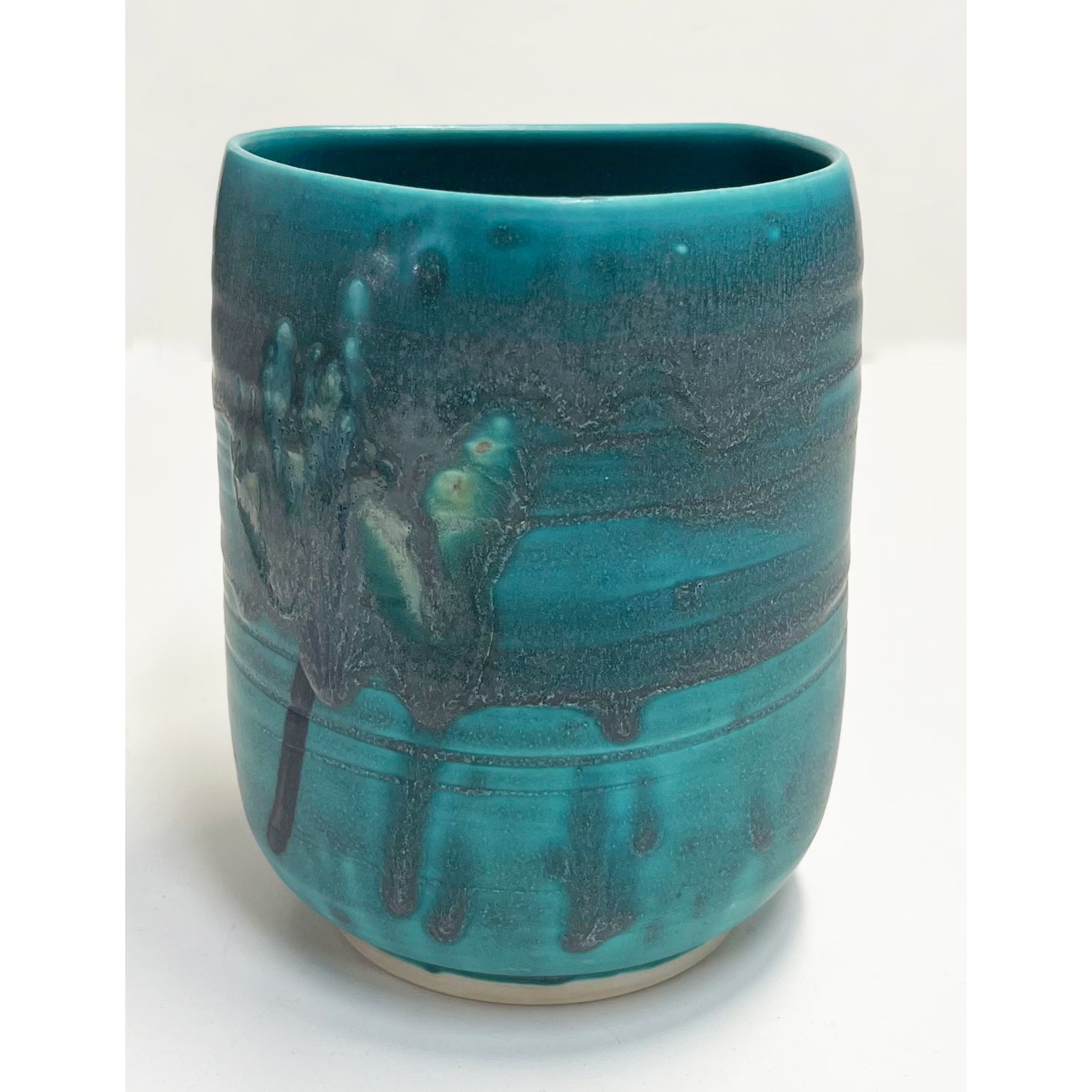 Kayo O'Young - Small Turquoise Cylinder Vase, 5.25" x 4.5" x 4"