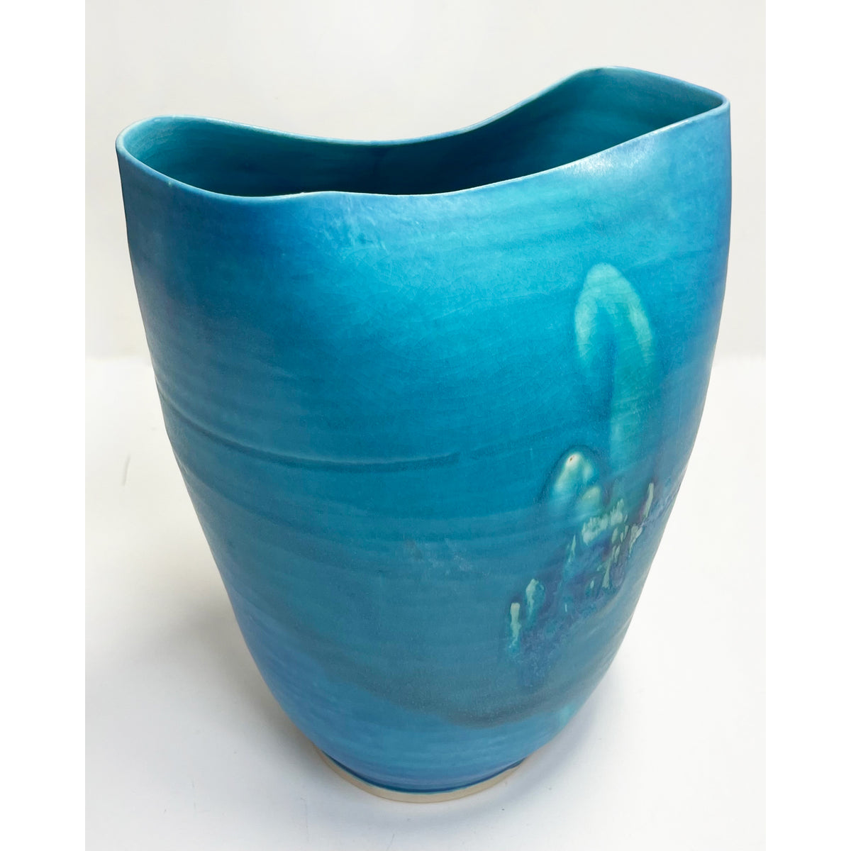 Kayo O'Young - Large Crimp Turquoise Vase, 10" x 8.5" x 5.5"