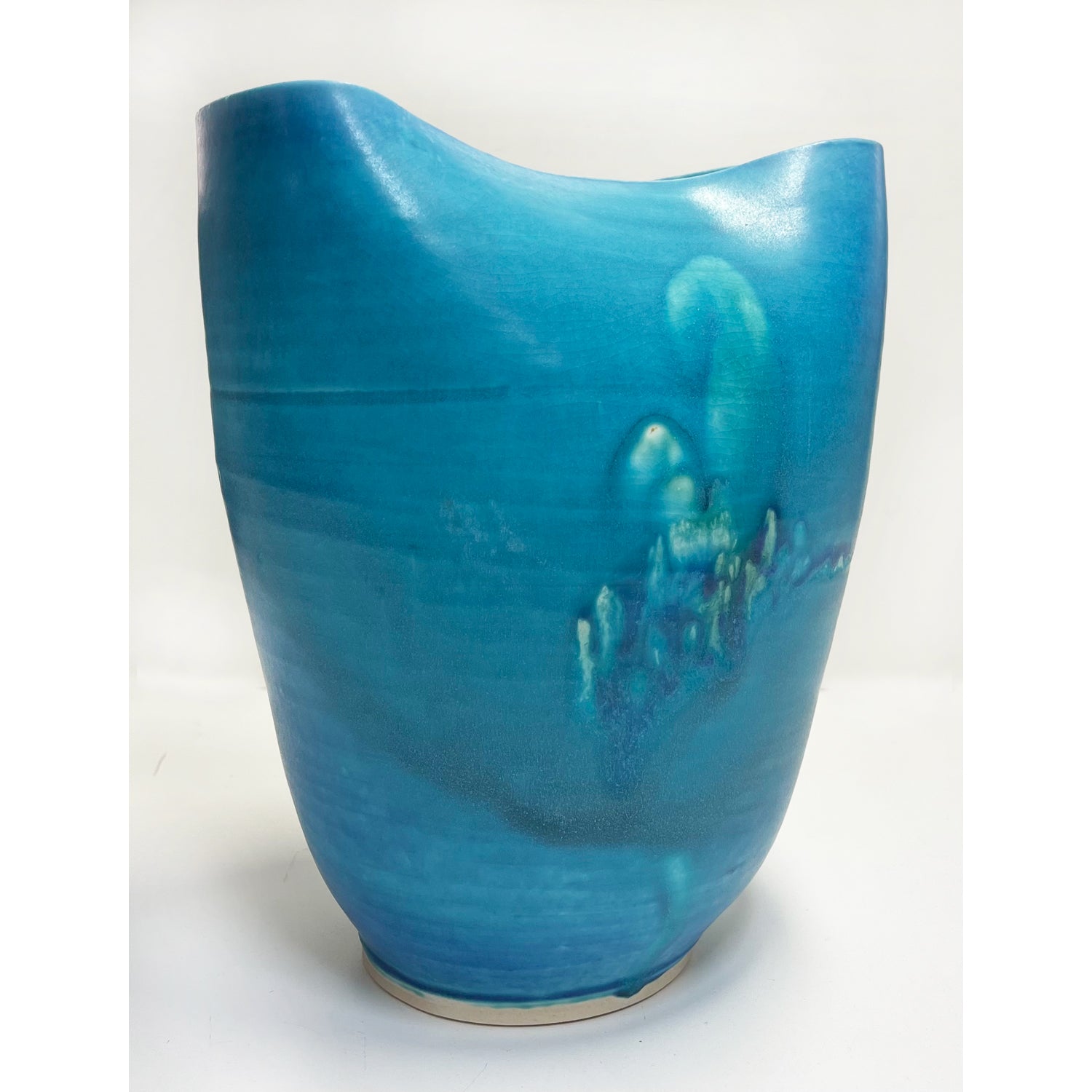 Kayo O'Young - Large Crimp Turquoise Vase, 10" x 8.5" x 5.5"
