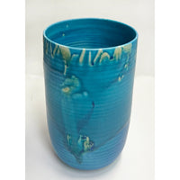 Kayo O'Young - Large Turquoise Cylinder Vase, 10.25" x 6.25" x 6.25"