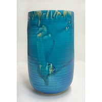 Kayo O'Young - Large Turquoise Cylinder Vase, 10.25" x 6.25" x 6.25"