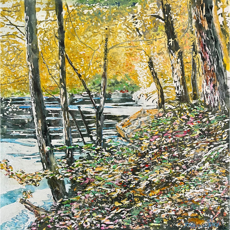 October Yellow 20" x 20" - Petroff Gallery -  - Micheal Zarowsky - October Yellow, 20" x 20"
