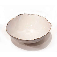 Large 22K Gold Rimmed White Bowl 1 - Petroff Gallery - Ceramic Art