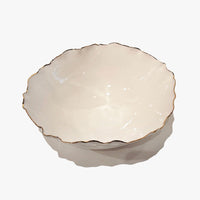 Large 22K Gold Rimmed White Bowl 2 - Petroff Gallery - Ceramic Art