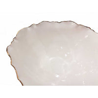 Large 22K Gold Rimmed White Bowl 2 - Petroff Gallery - Ceramic Art