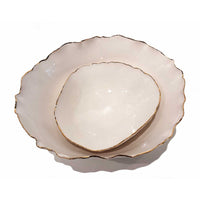 Small 22K Gold Rimmed White Bowl 1 - Petroff Gallery - Ceramic Art