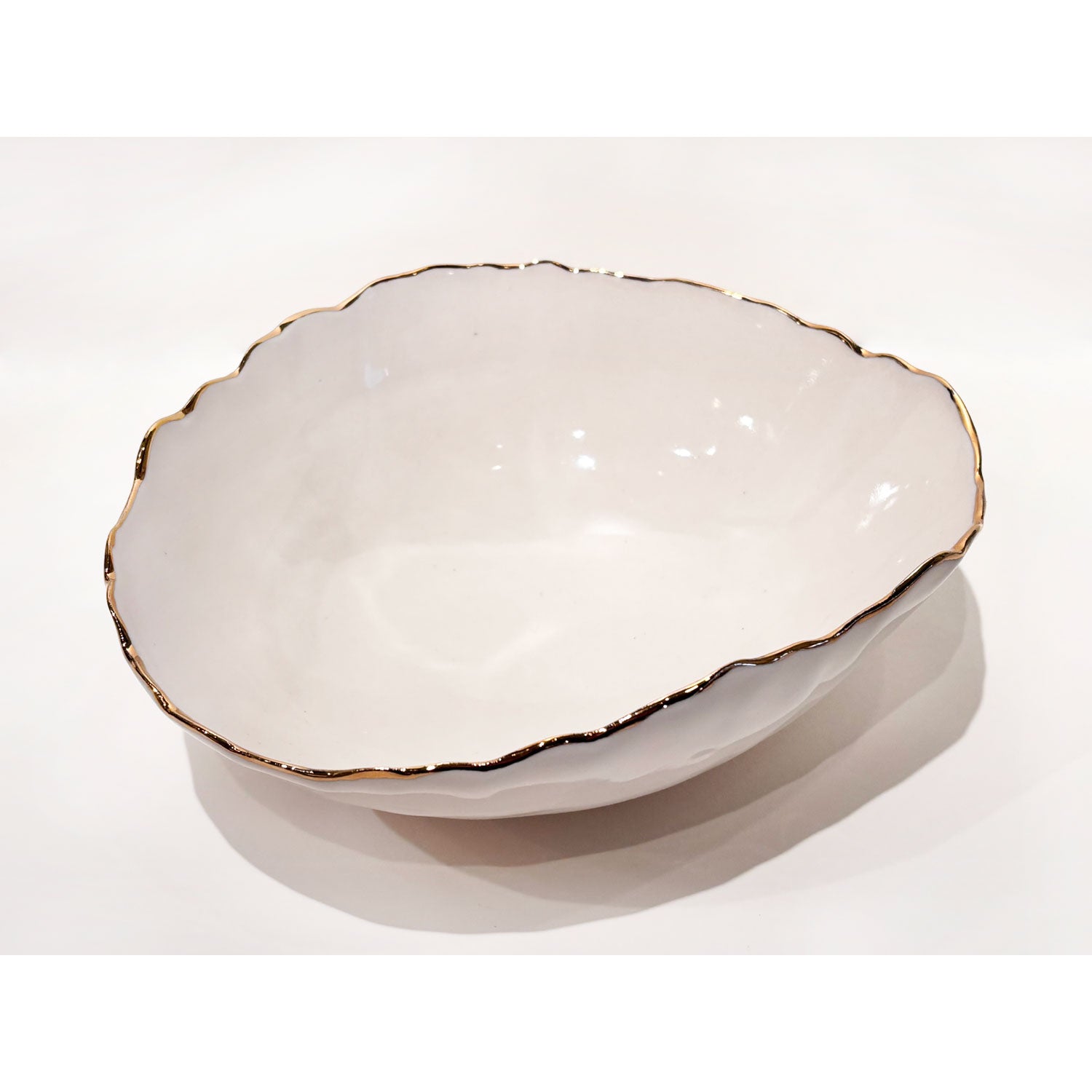 Small 22K Gold Rimmed White Bowl 2 - Petroff Gallery - Ceramic Art