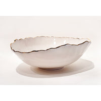 Small 22K Gold Rimmed White Bowl 2 - Petroff Gallery - Ceramic Art