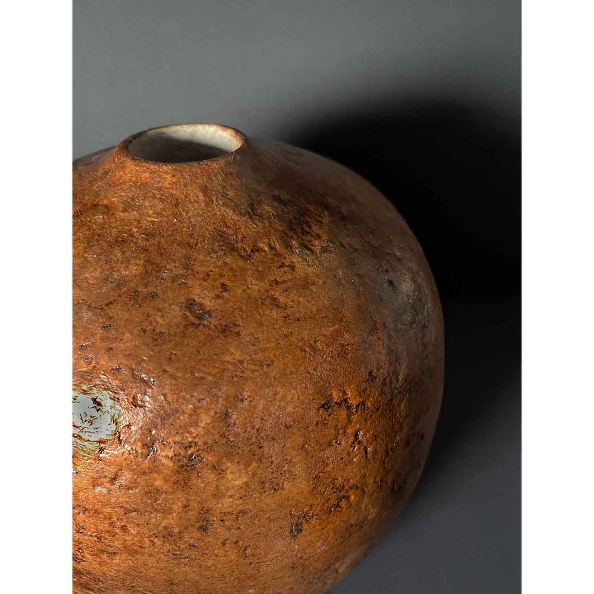 Small Round Brown Vessel detail - Petroff Gallery - Sculpture