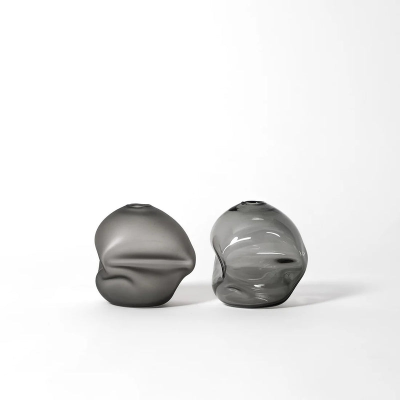 Small Smoke Grey Pebble Vase - Petroff Gallery - Glass Art