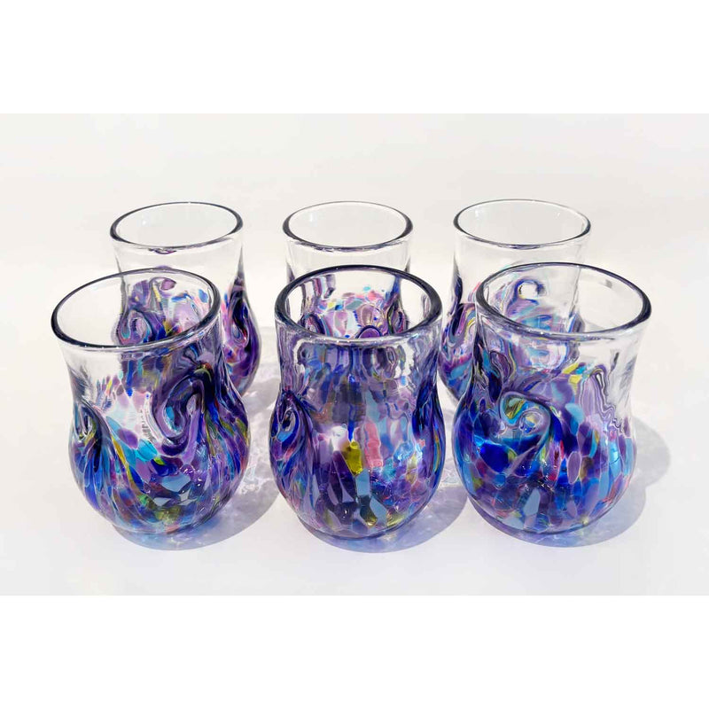 Purple Burst Twisty Cup Set - Petroff Gallery - Glass Art