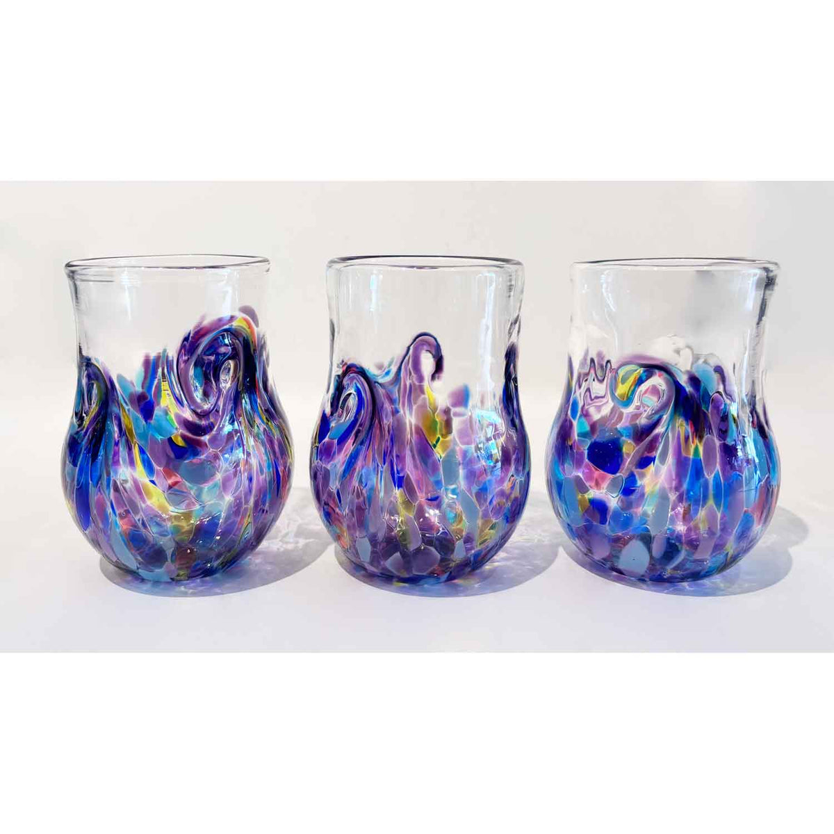 Purple Burst Twisty Cup Set - Petroff Gallery - Glass Art
