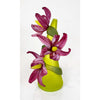 Large Sprig Vase Lime with Pink Lilies - Petroff Gallery - Glass Art