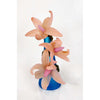 Large Sprig Vase Aqua with Salmon Lilies - Petroff Gallery - Glass Art