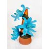 Sprig Vase Aqua with Blue Daisies - Petroff Gallery - Glass Art