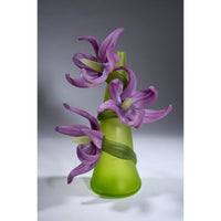 Large Sprig Vase Lime with Purples Lilies - Petroff Gallery - Glass art