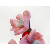 Medium Sprig Vase Red with Pink Flowers - Petroff Gallery - Glass Art