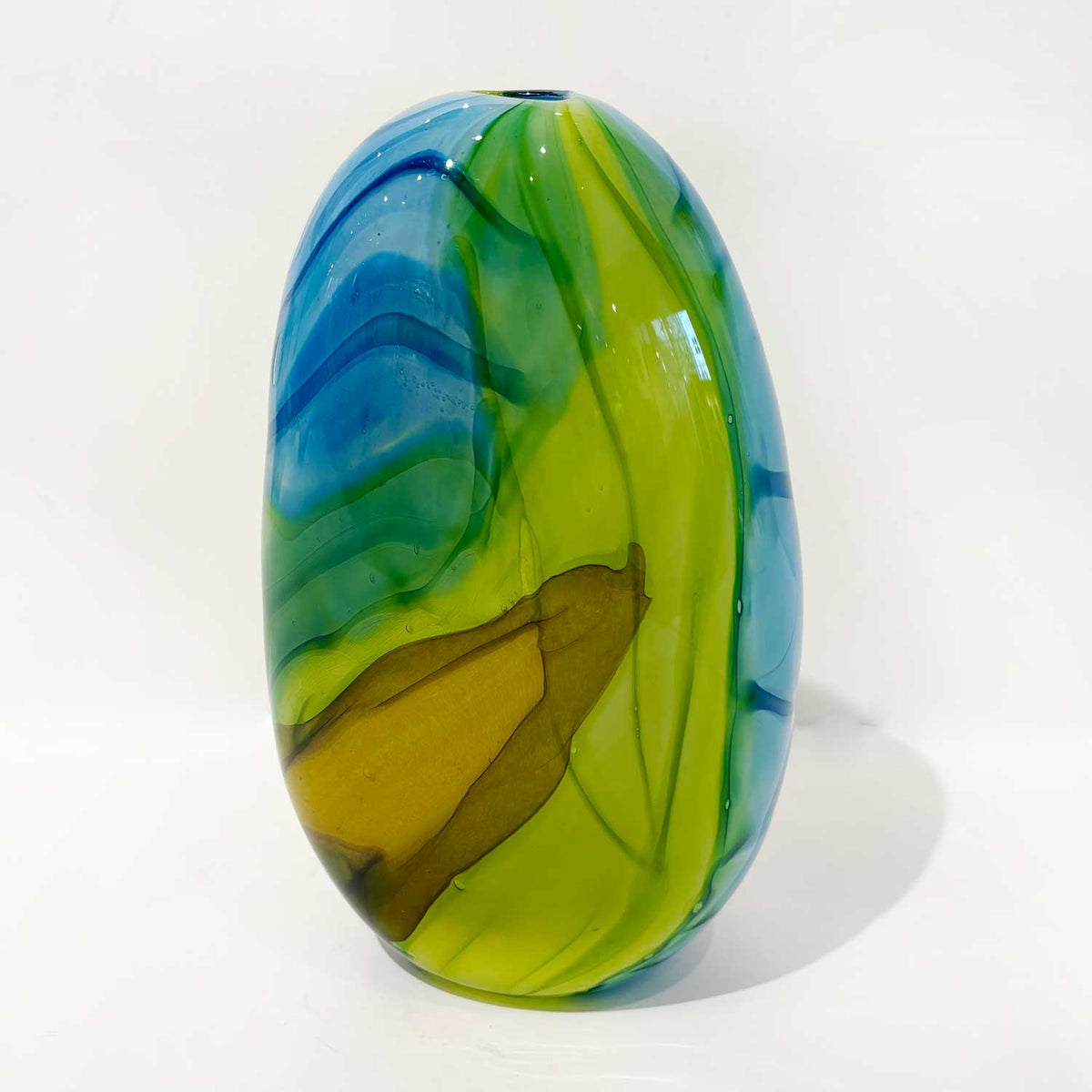 Ether Series Medium Lime Blue - Petroff Gallery - Glass Art