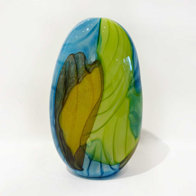 Ether Series Medium Lime Blue - Petroff Gallery - Glass Art