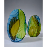 Ether Series Medium Lime Blue - Petroff Gallery - Glass Art