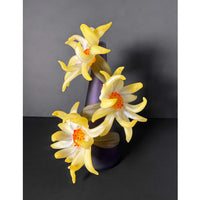 Large Sprig Vase Purple with Yellow Flowers - Petroff Gallery - Glass Art