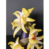 Large Sprig Vase Purple with Yellow Flowers - Petroff Gallery - Glass Art