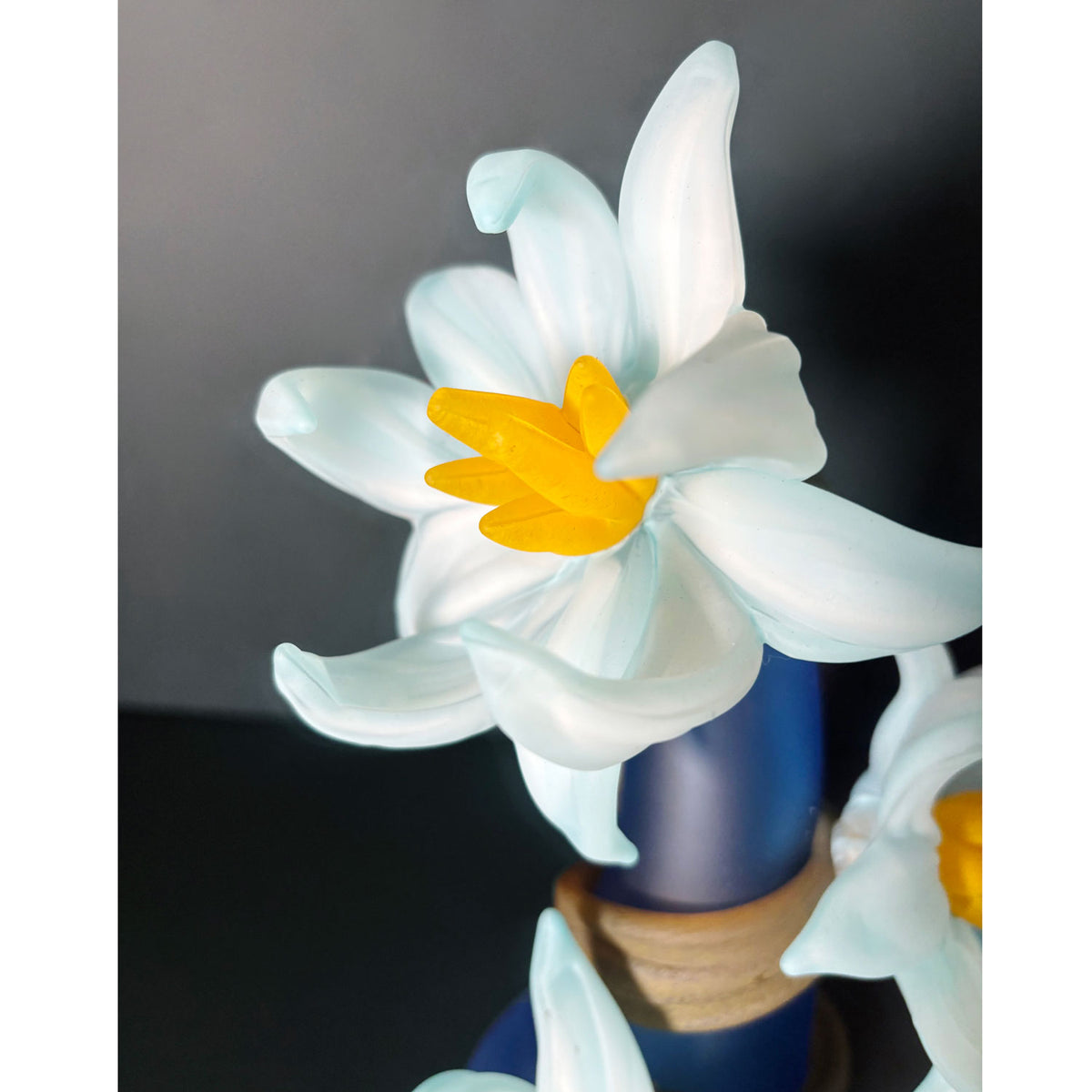 Large Sprig Vase Blue with Blue Flowers - Petroff Gallery - Glass Art