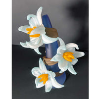 Large Sprig Vase Blue with Blue Flowers - Petroff Gallery - Glass Art