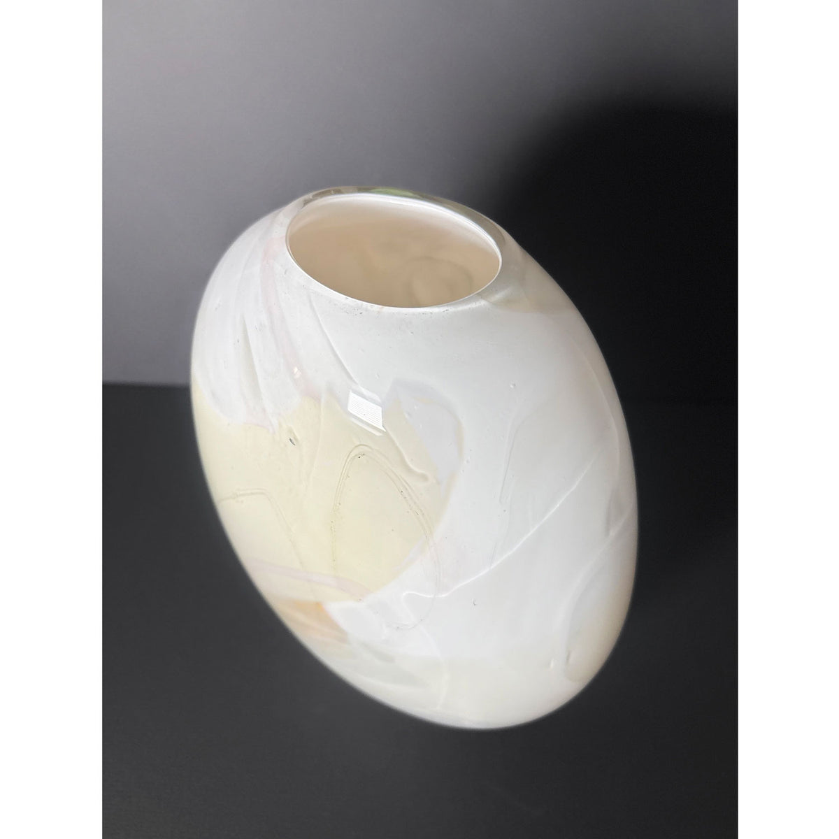 Large Flattened Form in Whites - Petroff Gallery - Glass Art