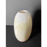 Large Flattened Form in Whites - Petroff Gallery - Glass Art