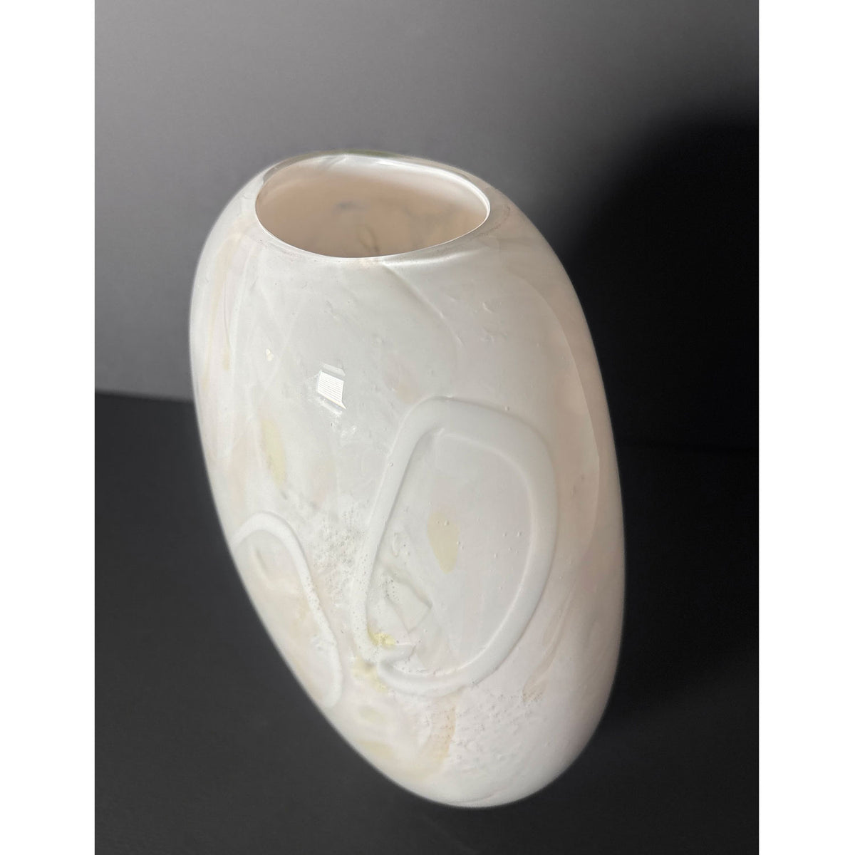 Large Flattened Form in Whites - Petroff Gallery - Glass Art