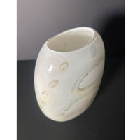 Medium Flattened Form in Whites - Petroff Gallery - Glass Art 