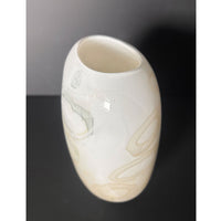 Medium Flattened Form in Whites - Petroff Gallery - Glass Art 