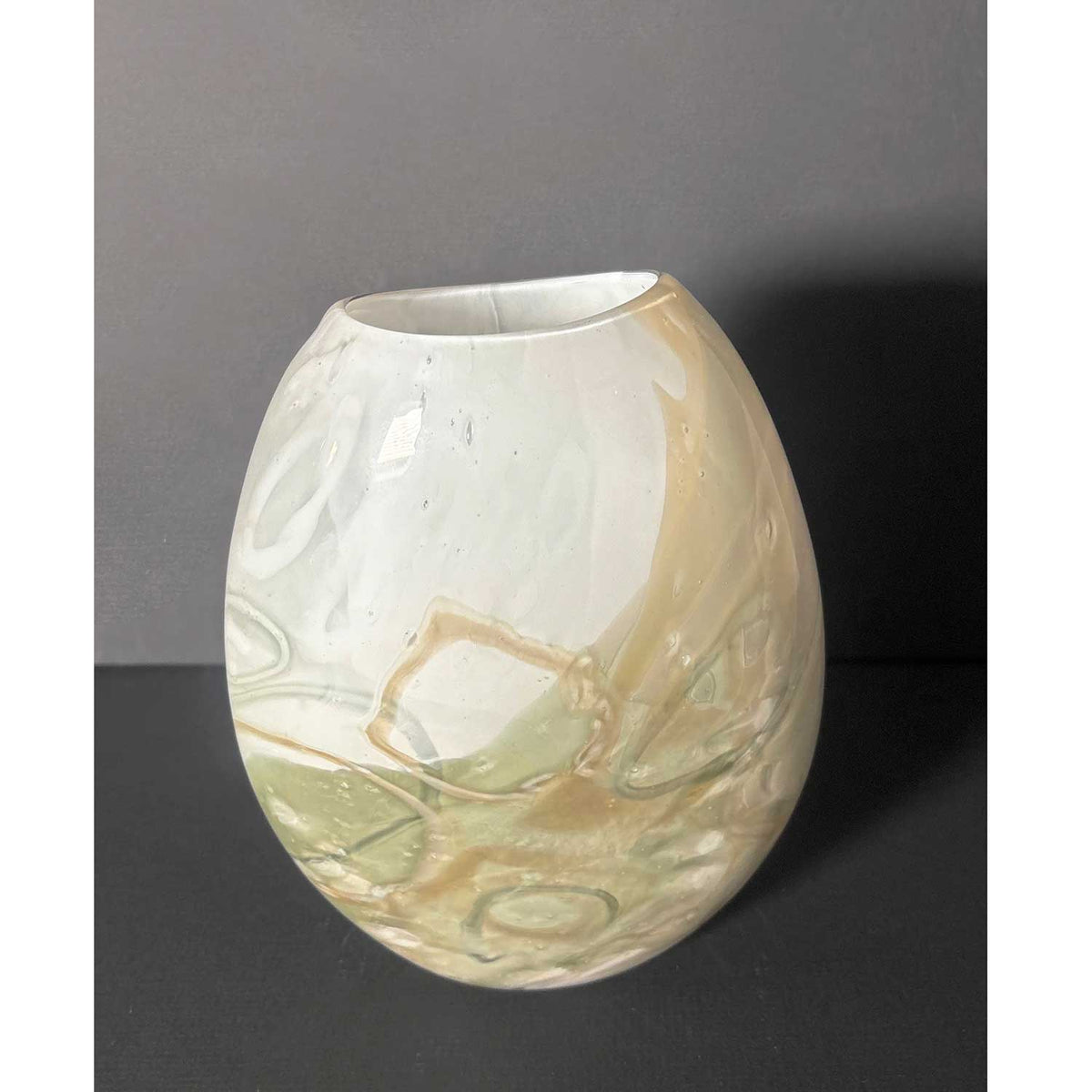 Medium Flattened Form in Whites - Petroff Gallery - Glass Art 