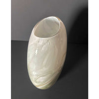 Medium Flattened Form in Whites - Petroff Gallery - Glass Art 
