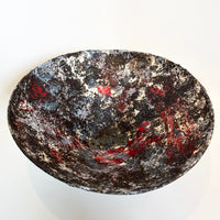 Red Black and White Oval Bowl - Petroff Gallery -  - Makiko Hicher - Red Black and White Bowl, 5.5" x 13" x 13"