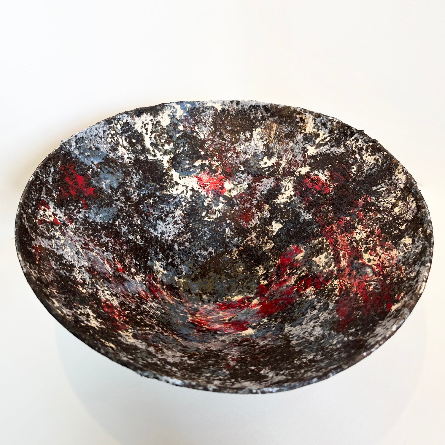 Red Black and White Oval Bowl - Petroff Gallery -  - Makiko Hicher - Red Black and White Bowl, 5.5" x 13" x 13"