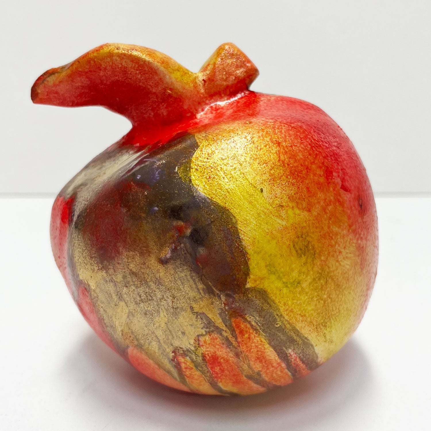 Red Graffiti Apple - Petroff Gallery -  - Marla Buck - Red Graffiti Apple, 4.5" x 4.5" x 5"