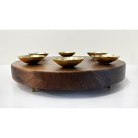 Round Seder Plate with Brass Dishes - Petroff Gallery -  - Debra Braun - Round Seder Plate with Brass Dishes, 12" diameter